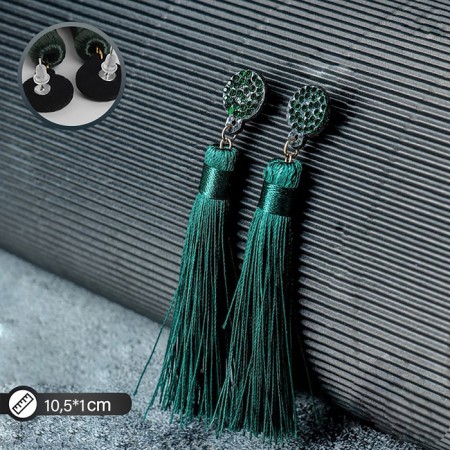Earrings "Brushes" harmony, emerald color, l brush 8.5 cm