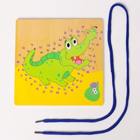 Lacing crocodile "Learn alphabet" 14.5 × 14.5 × 0.5 cm-3