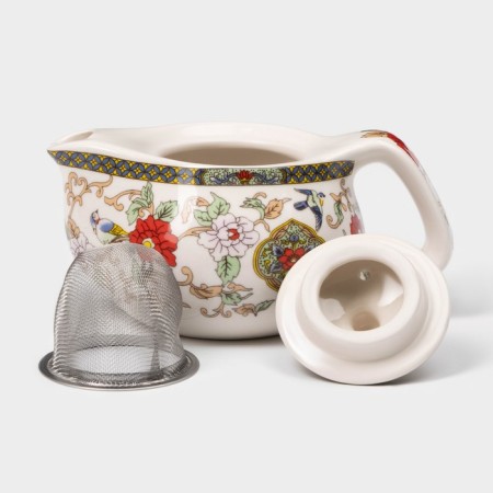 Keramic teapot with a metal sieve "Flowers", 200 ml-2