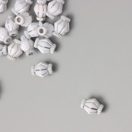 Beads for creativity Plastic "Romb" white-silver set 20 g 1.3x0.8x0.8 cm
