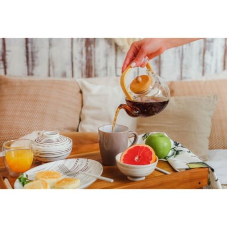 A glass teapot with a bamboo cover and a metal filter “IVF. Bable ", 800 ml, 18 × 13.5 × 12.5 cm-8