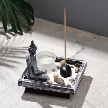 Garden of Stones with a stand for incense "Dream", 12.5x12.5x13cm, concrete-1