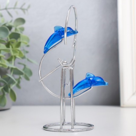 Dolphins pendulum one after another with a ring and a ball 13 x 7 x 5.5 cm