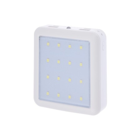 External battery 484, 10000 mAh, Type-C/Lightning/MicroUSB cables, lantern, white-1