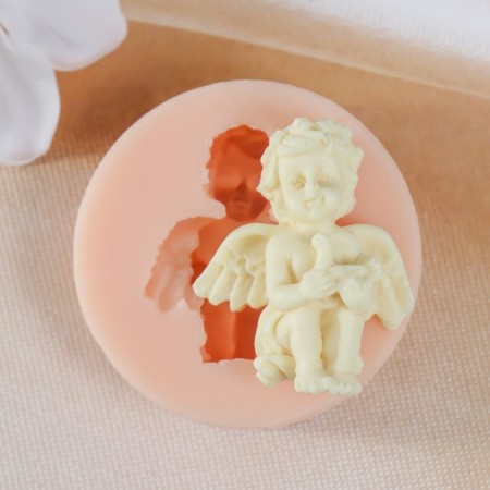 Mold Silicon "Angel with a dove" 4.5x4 cm, weight 9.6 gr mix