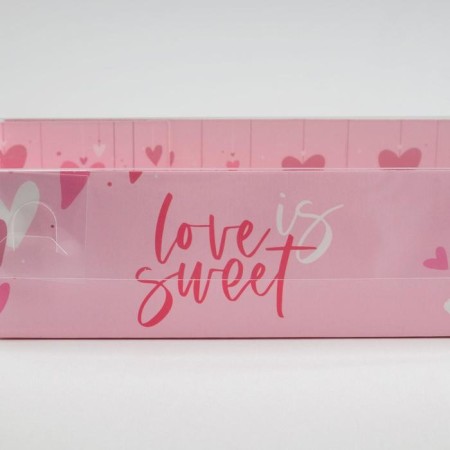 Makarun box with PVC lid, confectionery packaging "Love is Sweet", 19.5 x 5 x 4.5 cm-1