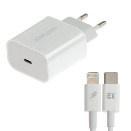 EXPLOYD EX-Z-1168, USB-C, 3A, Lightning cable, PD, white