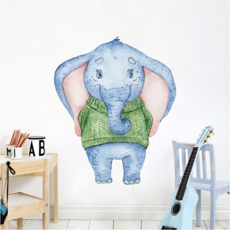 Sticker Plastic Interior color "Elephant in a green sweater" 40x39 cm