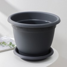 Pot for flowers with a pallet APHRODITE, 7.8 L, D = 29 cm, h = 22.5 cm, color gray color