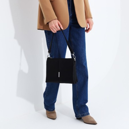 Bag Cross-Bodi with a zipper, 2 outer pockets, black color-8
