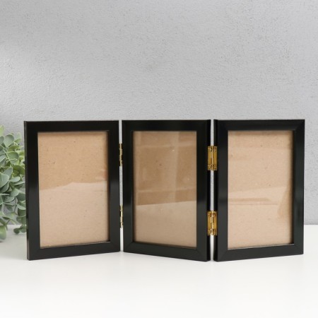 Photo frame plastic 10x15 cm, triple vertical, black