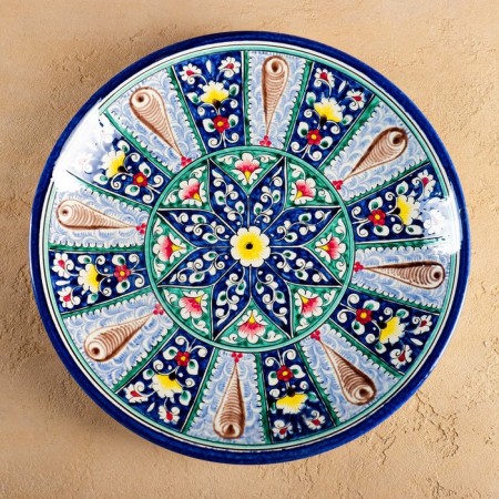 Largan Rishtan ceramics "Flowers", 33 cm, blue-1