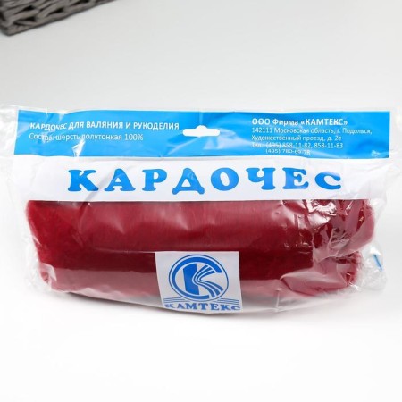 Fasting wool "cardoches" 100% half -toned wool 100g (091 cherries)-3