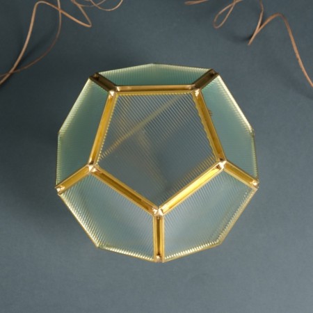 Glass candlestick, Metal "faceted ball" transparent 16x16x14 cm-5