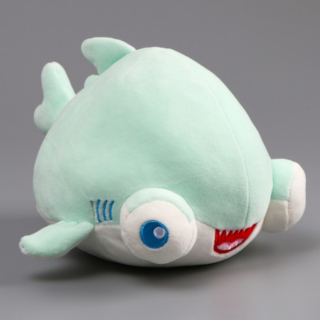 Soft toy "Shark" with big eyes, 19 cm, turquoise color-4