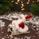 Santa Claus "in a suit with patterns and fur, on a sleigh" 13 cm, red-white