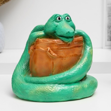 Figure "Snake on the barrel" Green, 20x20cm