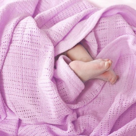 Knitted blanket, size 100x140 cm, pink color-5