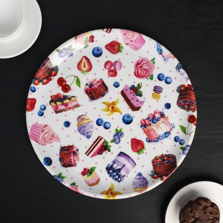 Plastic tray "Makaruns", D = 32 cm, MIX drawing-10