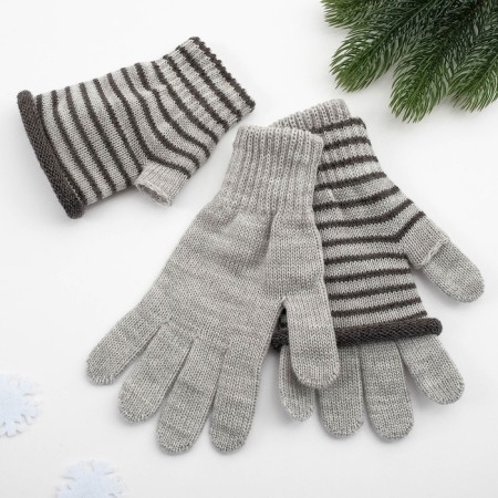 Gloves female, the color is light gray, size 18-2