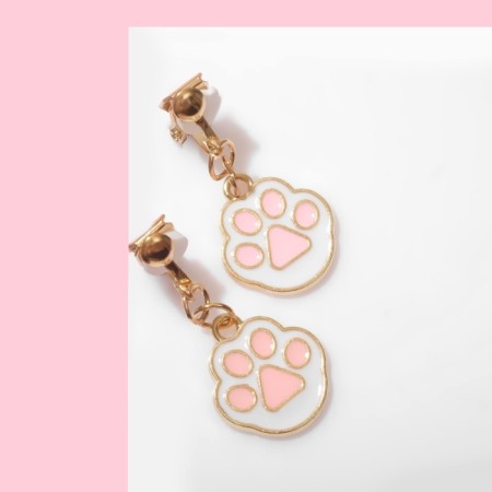 Clips children's "chosen" paws, white-pink color in gold