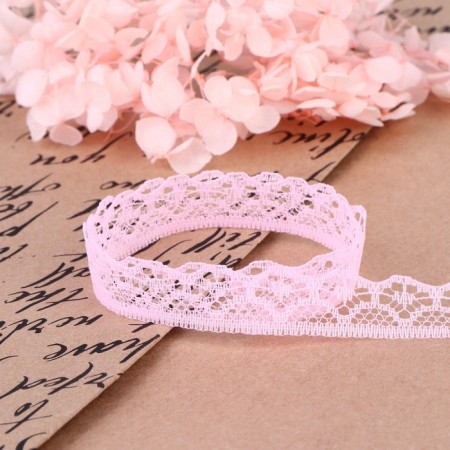 Capricon lace, 15 mm × 10 ± 1 m, pink color # 3-2