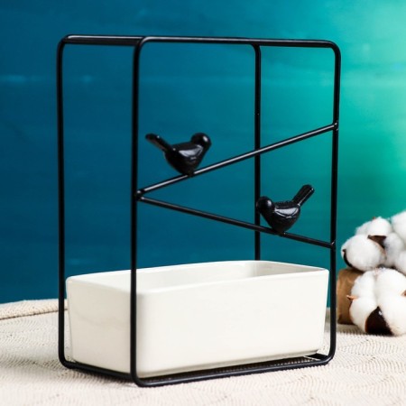 Pot on the stand "Birds" black, 21x17x8cm