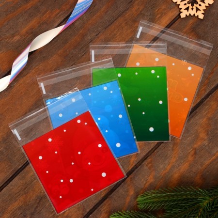 BOPP package with sticky tape, "festive assorted", 10*10+3cm-1