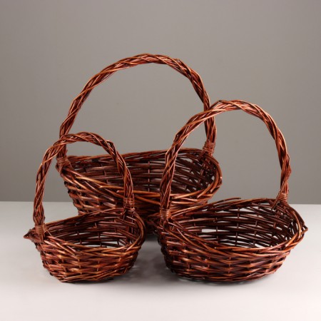 A set of baskets of 3 pcs, 37x34x14.5/12xh34 cm, brown, willow