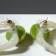 Earrings Assorted "Ice" square and ball, white-green color