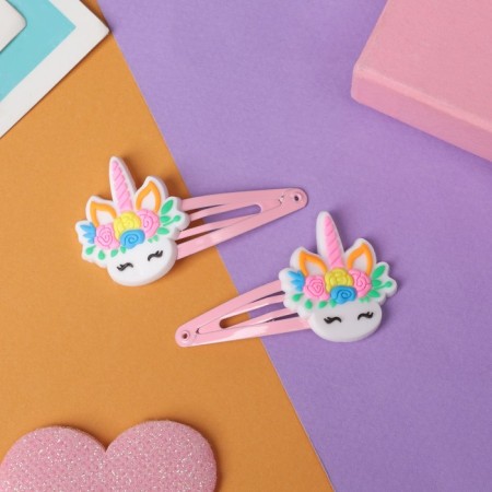 Invisibility for hair "Abel" (set 2 pcs) white unicorn rose, 5 cm