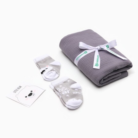 Set of baby I'm my bear cub, diaper 100*130 cm, socks 8-10 cm