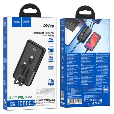 External battery Hoco Q9 Pro, PD20W/Qc3.0, 10,000 mAh, USB, 3 A, display, Type-C, Lightning-6