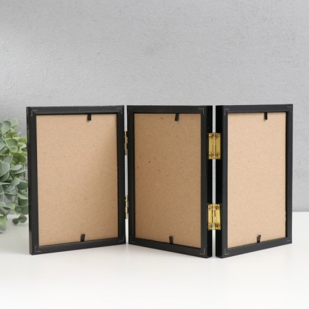Photo frame plastic 10x15 cm, triple vertical, black-2