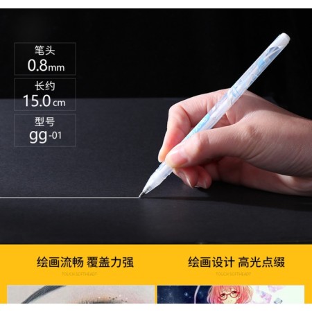 Set of gel pens 3 colors, white, silver, golden-10