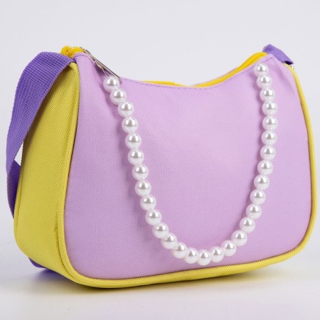 Children's bag, textile, lilac-yellow color 4 cm x 17 cm x 13 cm-3