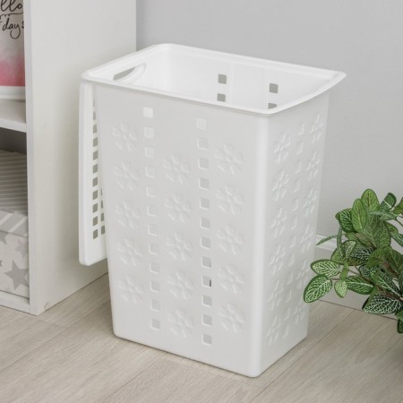 Besnaya basket with a lid "Violetta", 30 l, 36 × 26.5 × 47.5 cm, white color-1