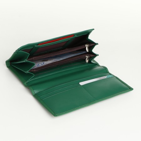 Women's wallet on magnets, green color-3