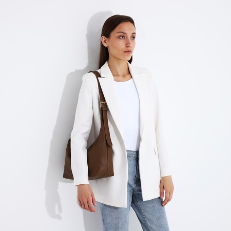 Baget bag with zipper, the color is light brown-5