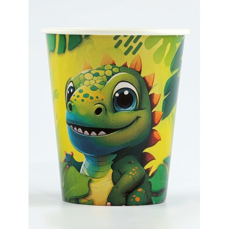 A set of paper dishes is a disposable "dinosaur" 6 plates, 6 glasses-3