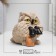 Figure "Owl with binoculars" beige, 8x10x6cm