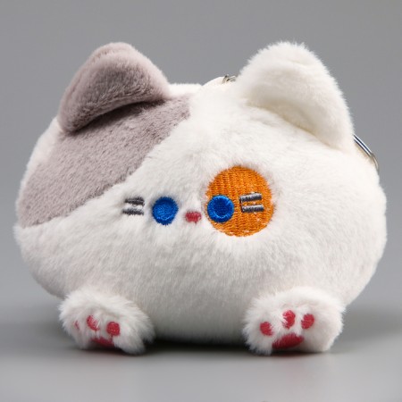Soft toy "Kitik-shred" on a key fob, 11 cm, white-gray color-1