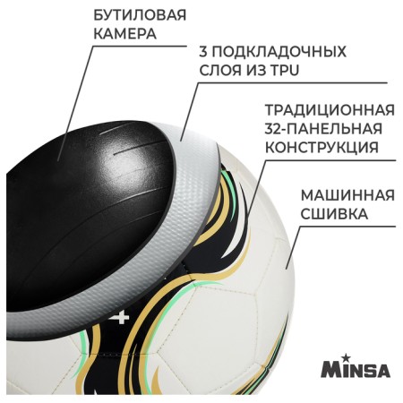 Ball football minsa spin, tpu, machine stitching, 32 panels, p. 4-2