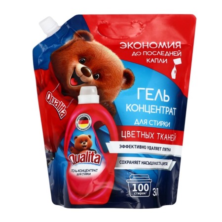 Liquid for washing Qualita, gel, for colored tissues, 3 liters