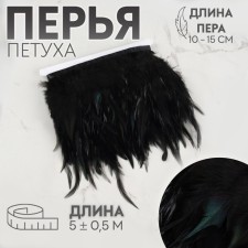 Braid with feathers of a rooster, 10-15 cm, 5 ± 0.5 m, black color