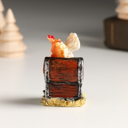 Polystone souvenir "Golden Dragon in a chest with coins" 3.6x3x5.3 cm-2