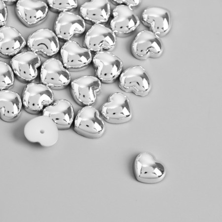 Decor for creativity plastic "Heart" silver set 30 pcs 1x1 cm-1