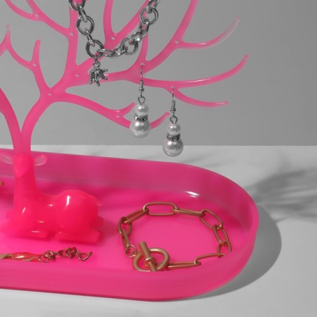 Stand for jewelry "Deer", 25 × 15 × 22 cm, rectangular base, pink color-1