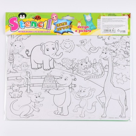 Stencil for kids "funny animals" with coloring-6