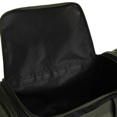 Road bag on a zipper, with an increase, 3 outer pockets, a long belt, black color/hack-3